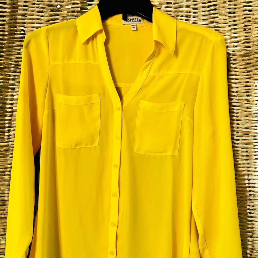 Express Yellow Button Down Shirt - Picture 2 of 9
